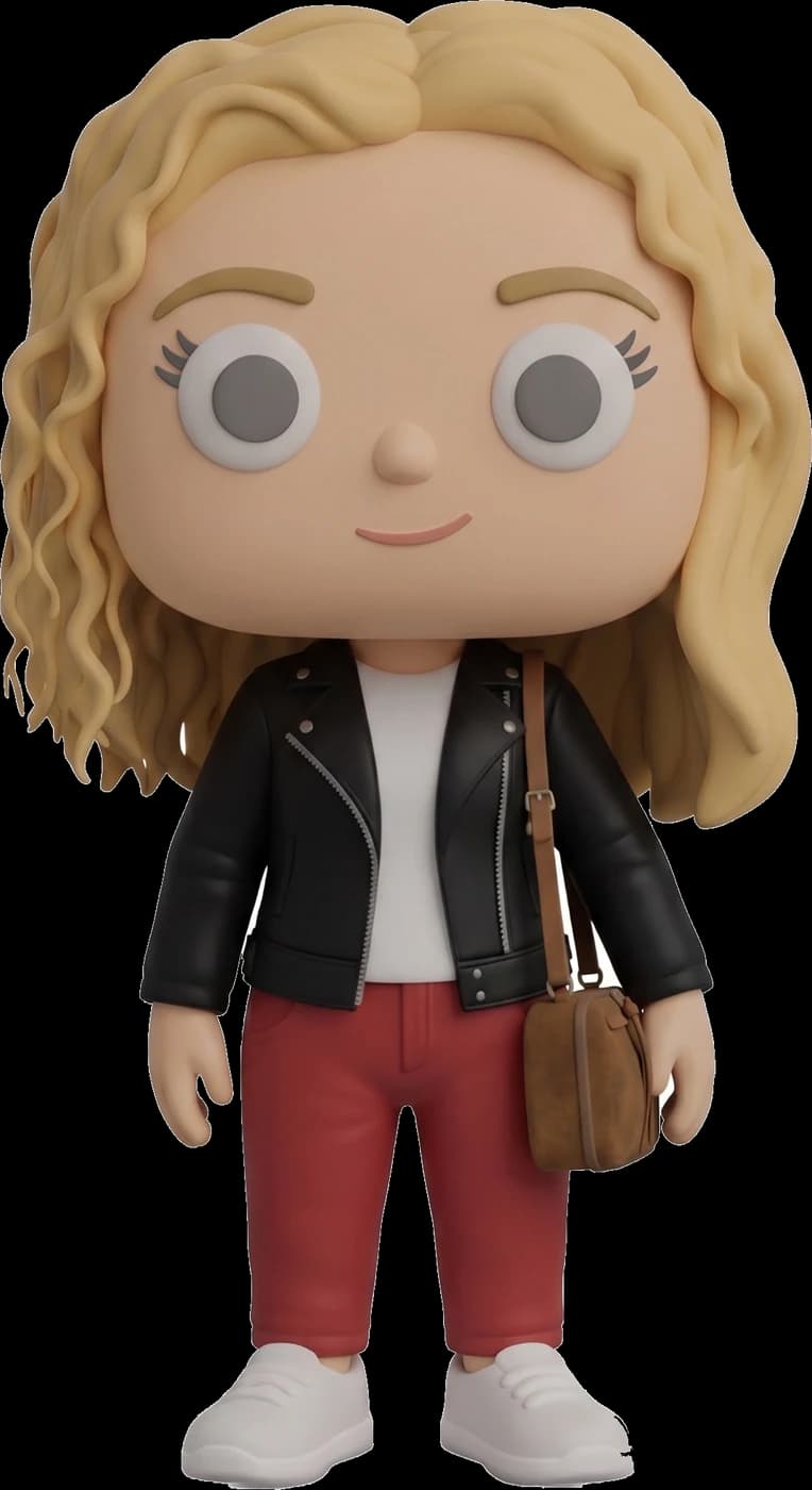 Figura POP de una chica con chaqueta de cuero